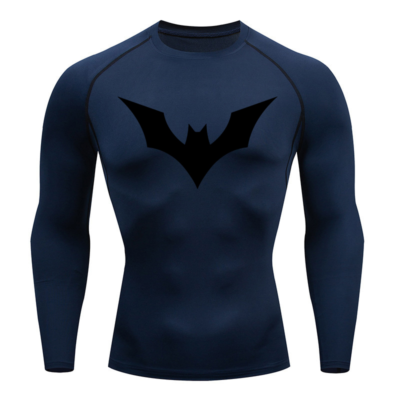 Sun Protection Sports Second Skin Running T-shirt Men's Compression Shirt Gym Workout Clothing Mens Sport Tight Sweatshirt Bat