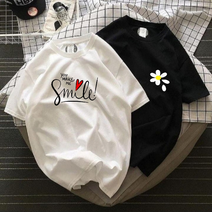 black and white printed tshirt deal for girls ad women export quality