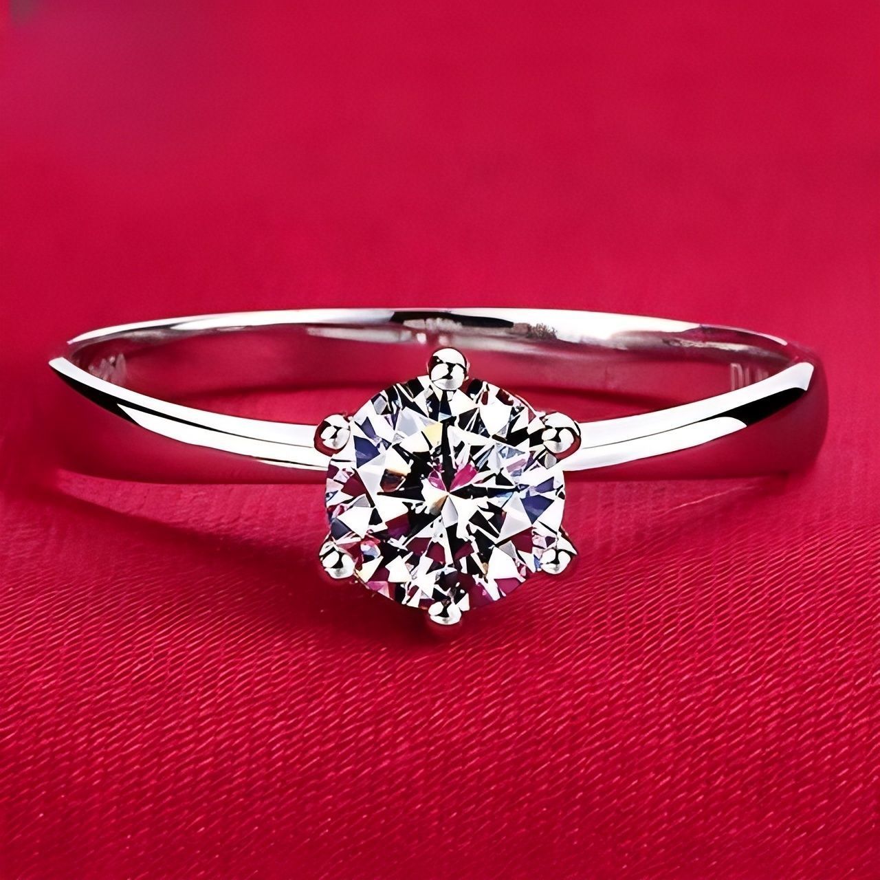 Women's Rings 925 Silver, CT POLISHED Moissanite Solitaire 6 Claws Women's Silver Ring for Engagement/Gift