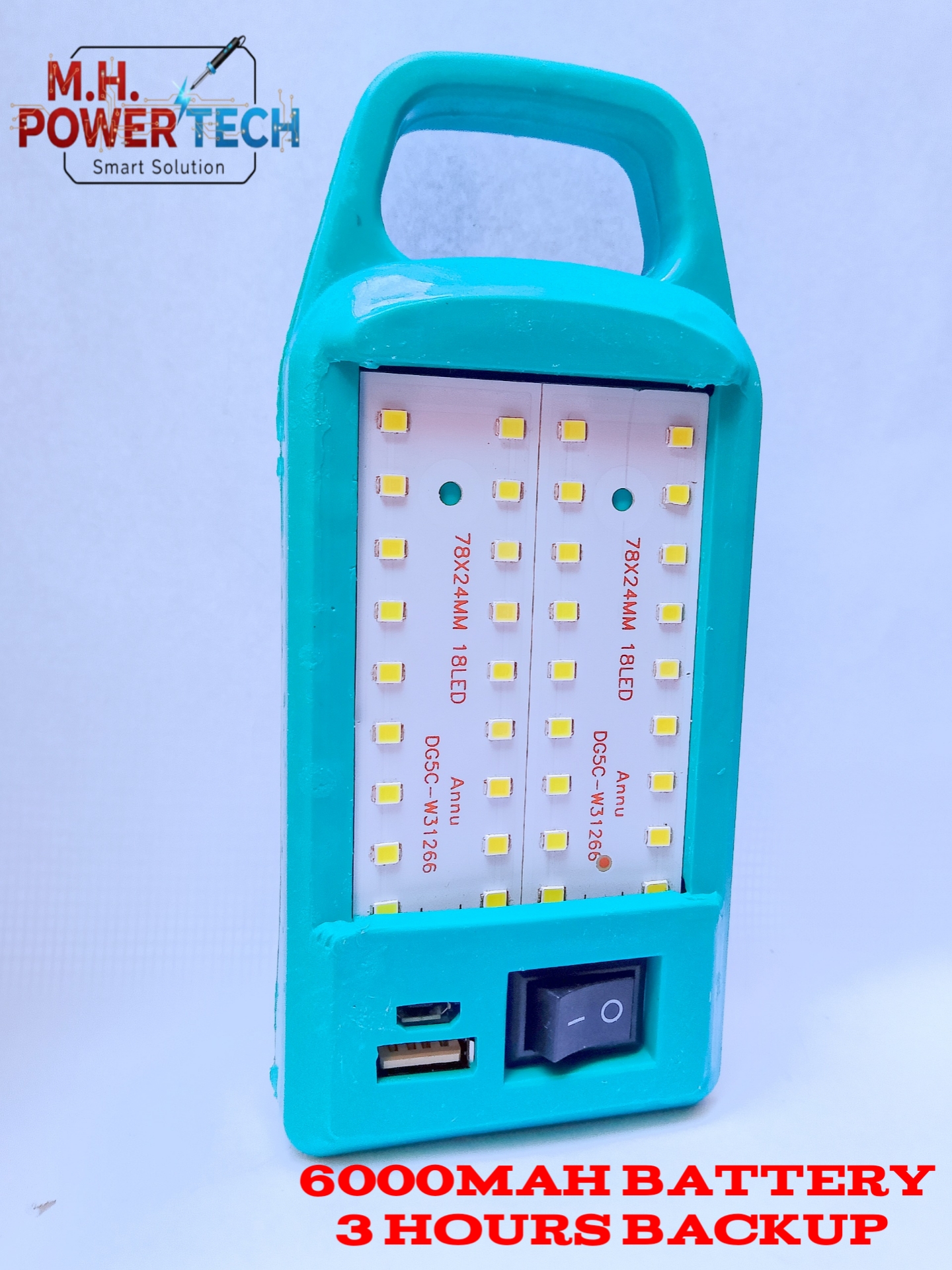 Rechargeable Emergency Light 6000mAh | Mobile Charging Support | Automatic Full Charging | Easy Carry | MH Power Tech
