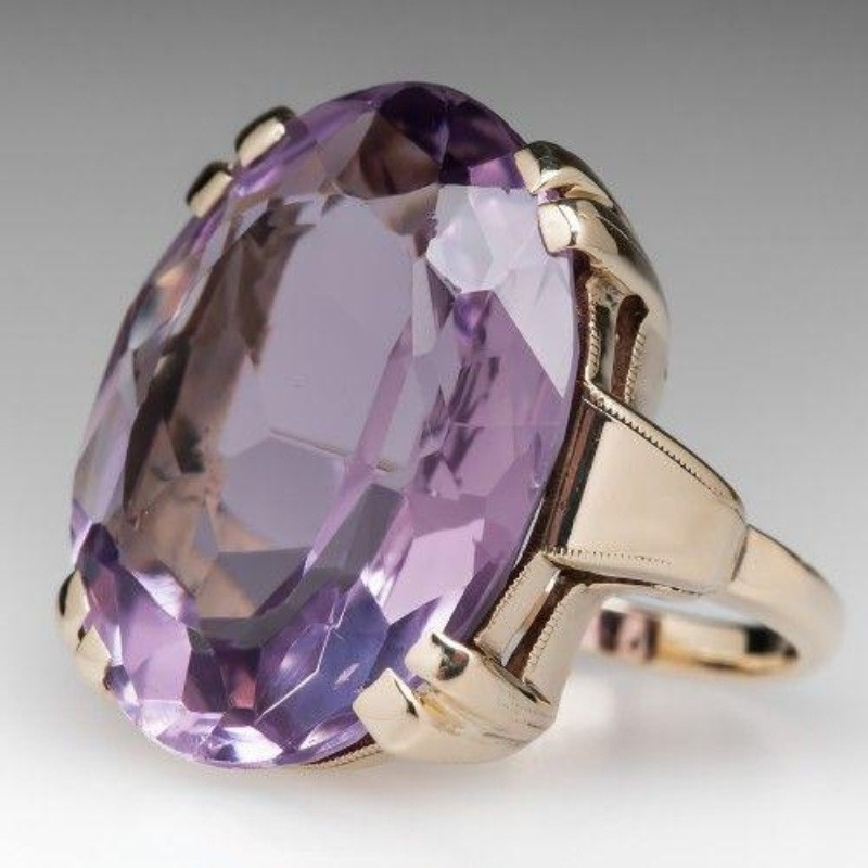 Fashion Minimalist Charm Oval Purple Stone Rings Ladies Wedding Engagement Ring Party Jewelry  Accessories