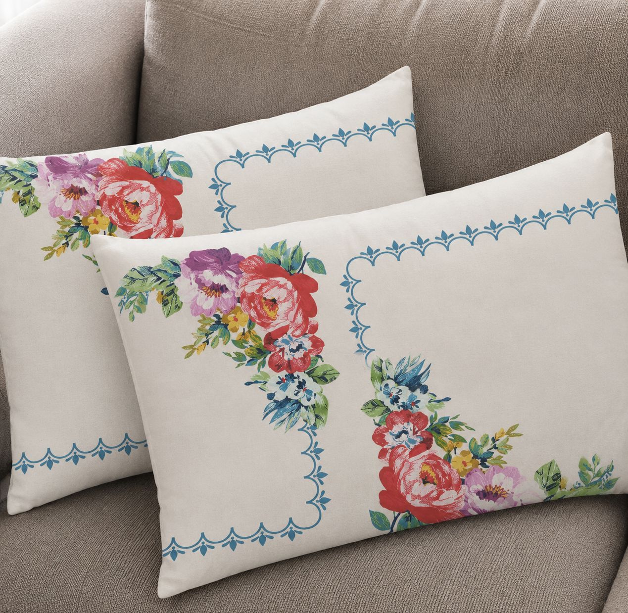 Export Quality Pillow Covers Pack Of 2 Printed Takiya Cover Envelope Closure Elegant Designs Soft Cotton Pillow Cover