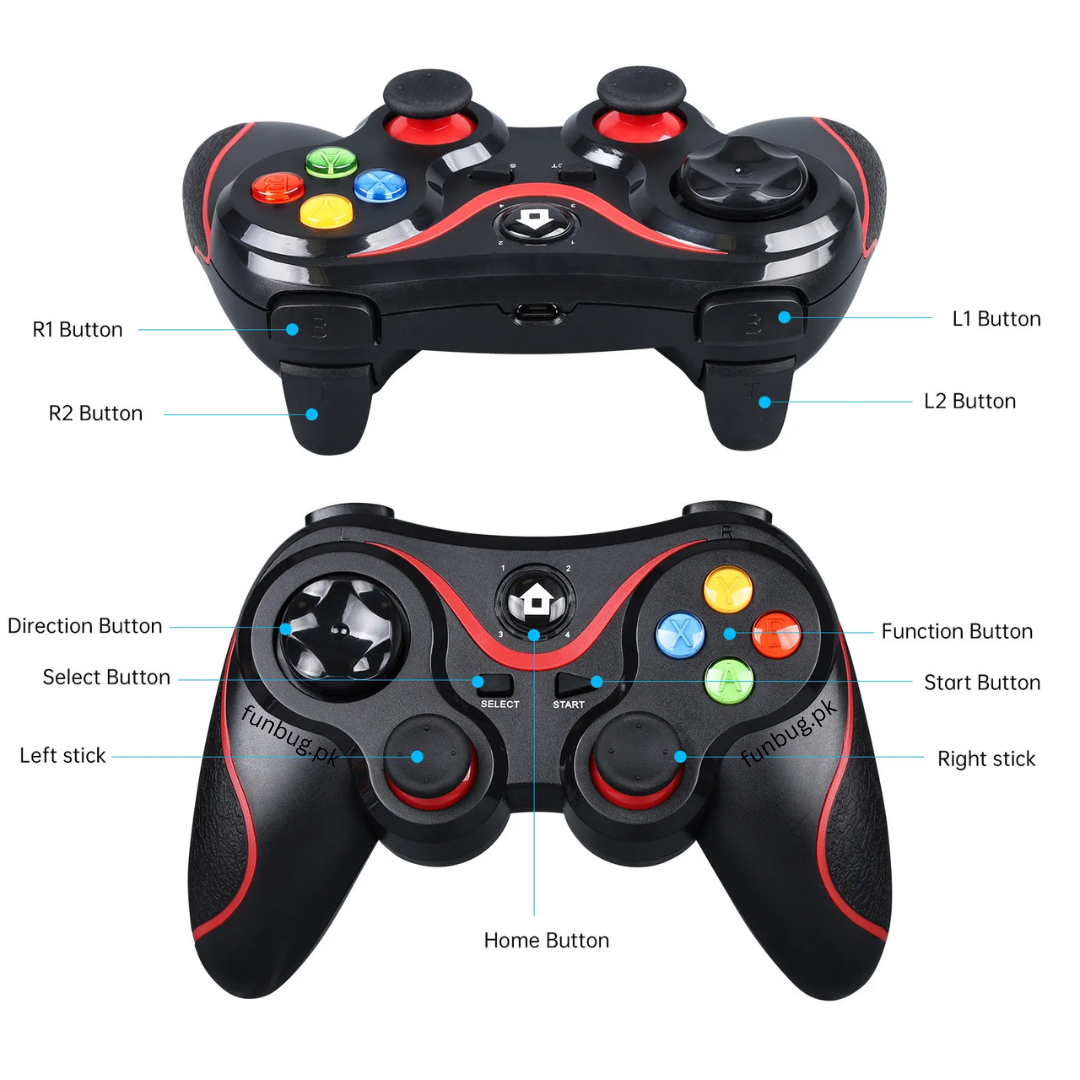 【6-in-1】 Universal Wireless Bluetooth Gaming Controller ~ Joystick Joypad Gamepad for PlayStation, PC, Computer, Laptop, Mobile, Android, TV Box, Nintendo Switch ~ Dual Shock Vibration ~ Wireless PS3 Controller Remote~ By FunBug