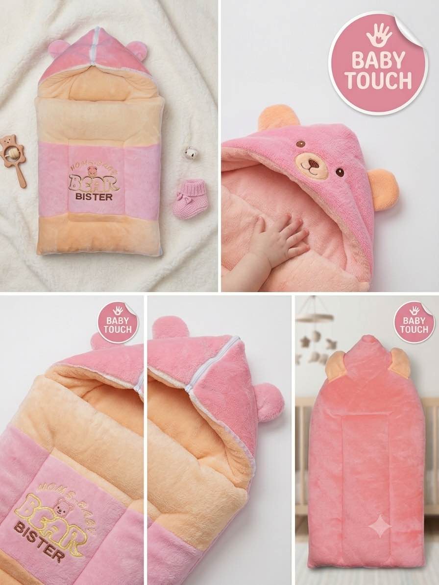 Baby Embroidered Swaddle Carry Nest, Baby Velvet Carry Nest Cap style double colours Combo High Quality 10/10