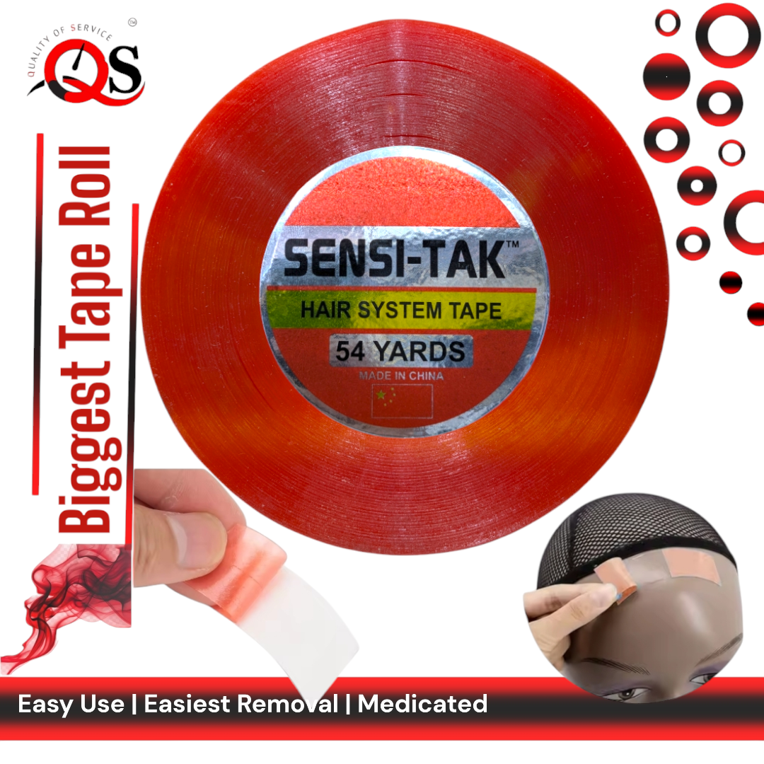 Sensitak Red Roll Hair System Tape - Double-Sided Wig & Toupee Tape, Easy Removal - 3/4 inch - 3 to 54 Yards