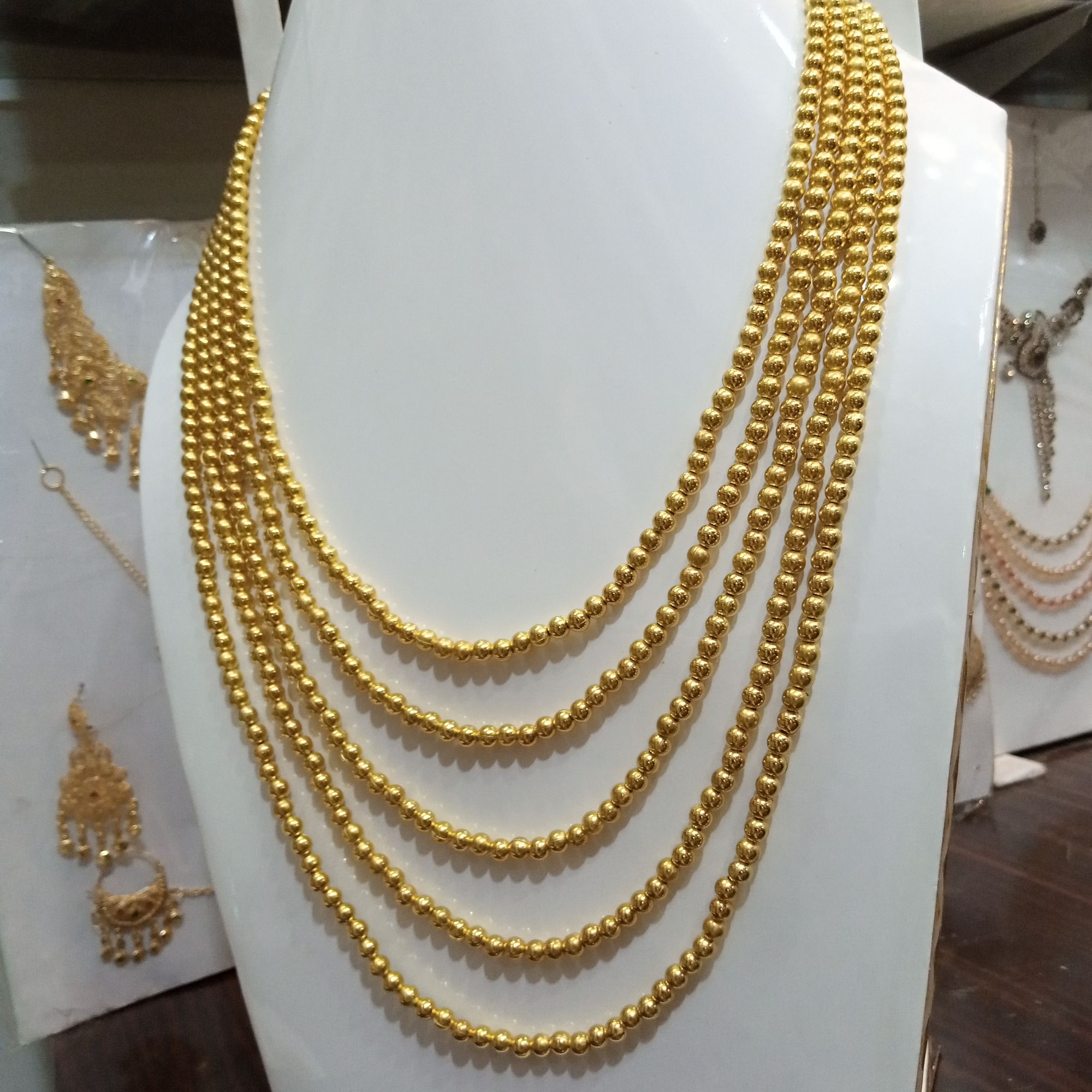 Elegant Gold-Plated Long Mala for Girls - Traditional Golden Mala - Raaikal Jewels