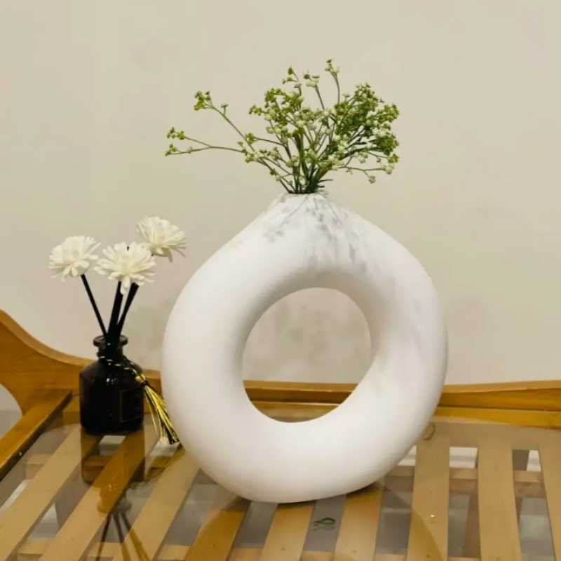 Donut Vase for Home Decor Minimalist Ceramic Living Room Decoration