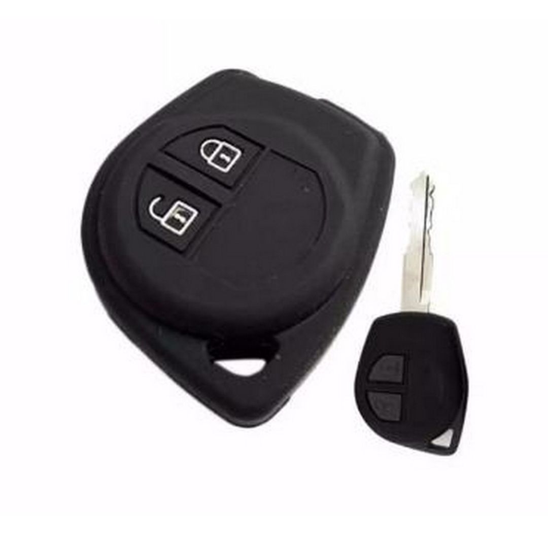 1pc Gold-tone Edge White Silicone Key Case With Rope Compatible For Suzuki  Car Key Protection