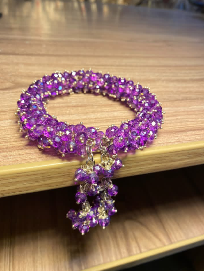 Premium Crystal Beaded Bracelet for Women – Handmade Elastic Stylish Kada with Tassel Charm | Party Wear & Eid Special Jewellery 💖 Differnt Colours and Different Designs and Premium Packing and Quality by House of Royal Jewels...