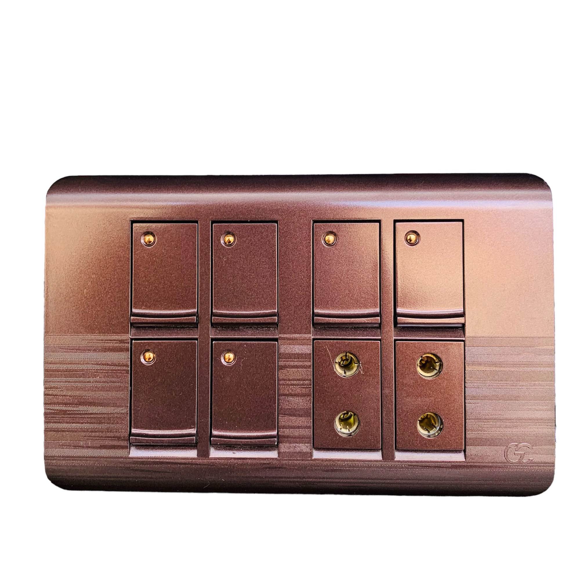 8 Switches+2 Sockets China Fitting Board Plate Dark Brown Royal Metal ...