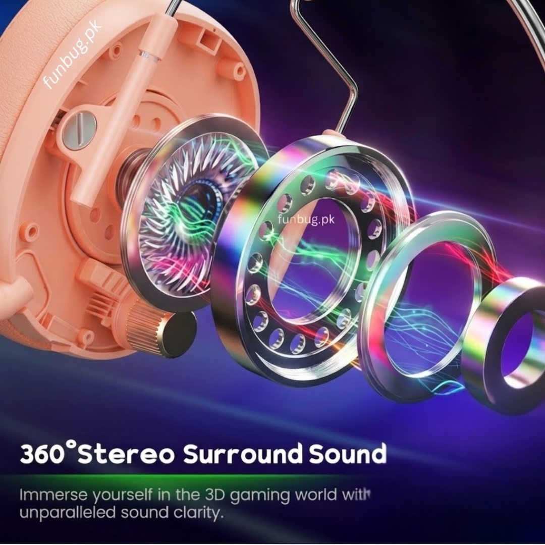 FunBug Pro Gaming Headset with RGB Lights, Noise Cancelling Microphone, USB/3.5mm Plug - Comfortable Ear Cushions, On-Headset Audio Control, New Gaming Headphones