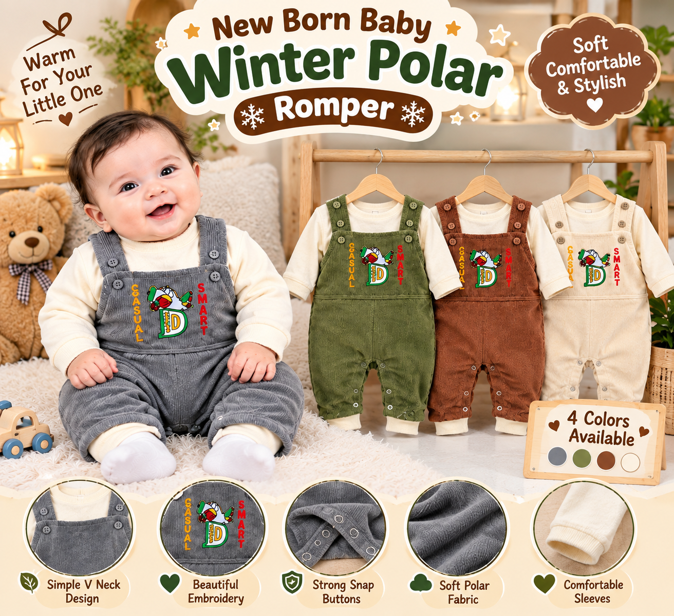 new born baby winter romper suite/ new born baby fleece romper