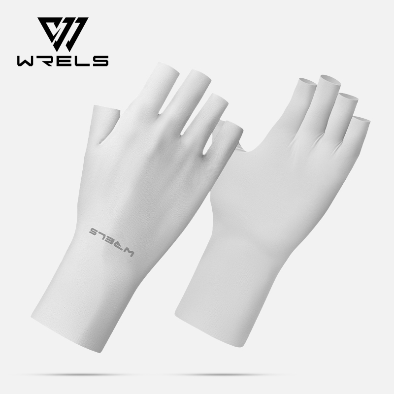 WRELS Ice Silk Sunscreen Gloves Cool Summer Solid Mittens Half Finger Sleeves Elastic Thin Women UV Protection Driving Gloves