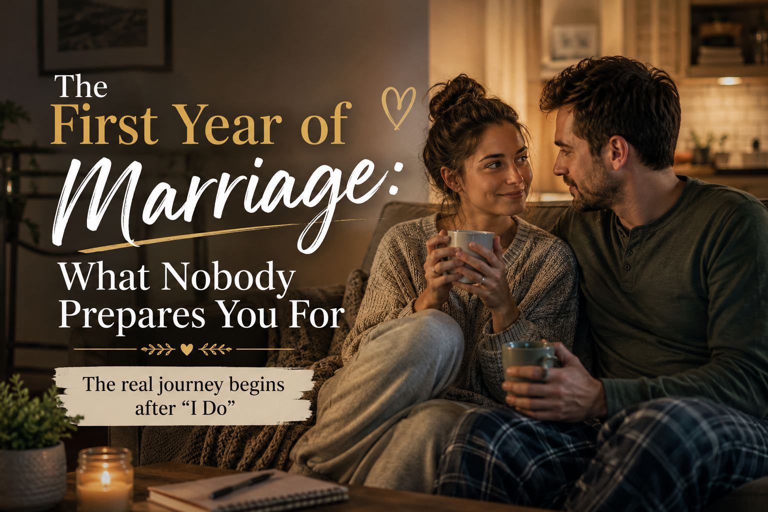 Couple having an honest conversation during their first year of marriage