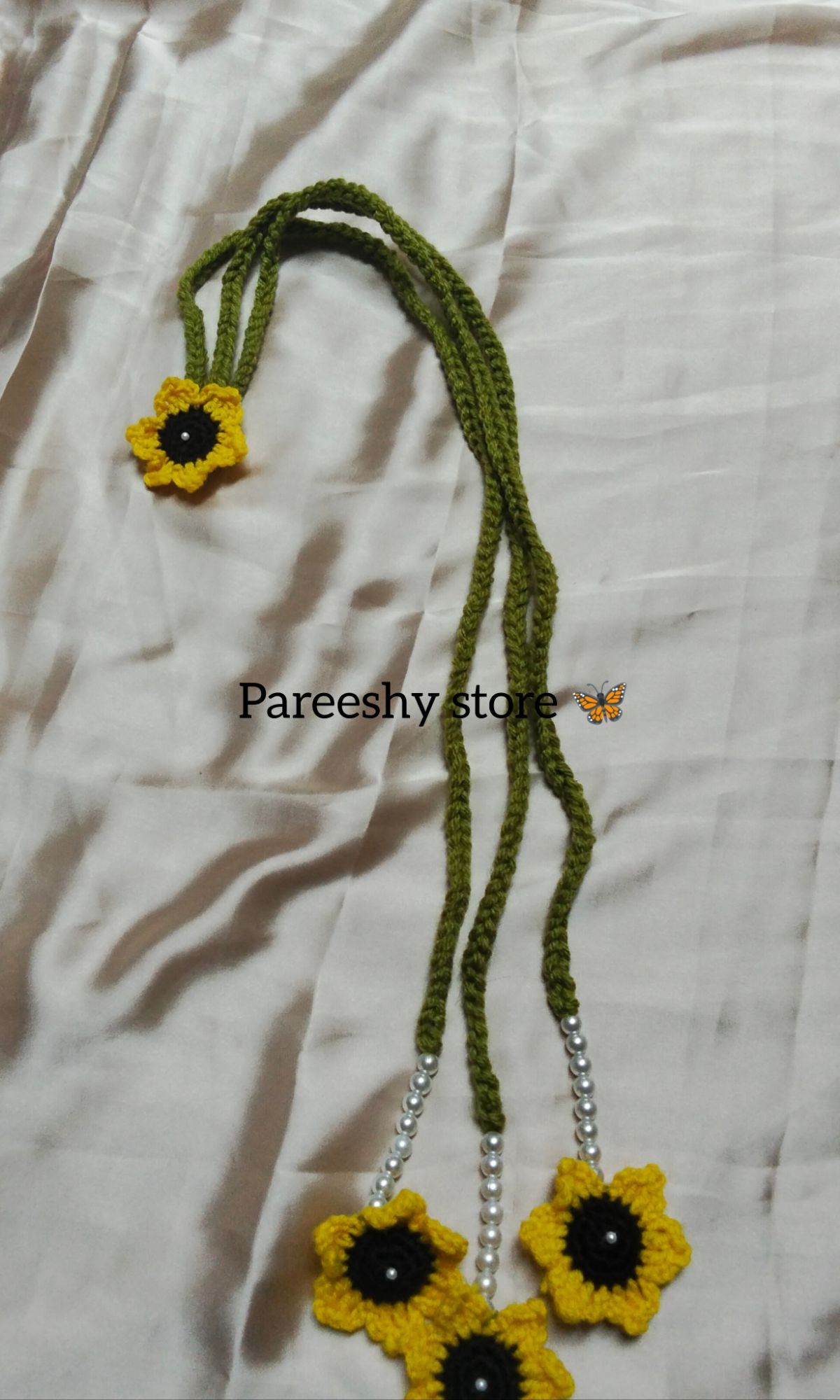 Crochet Sunflower Paranda – Elegant Handmade Hair Braid Accessory