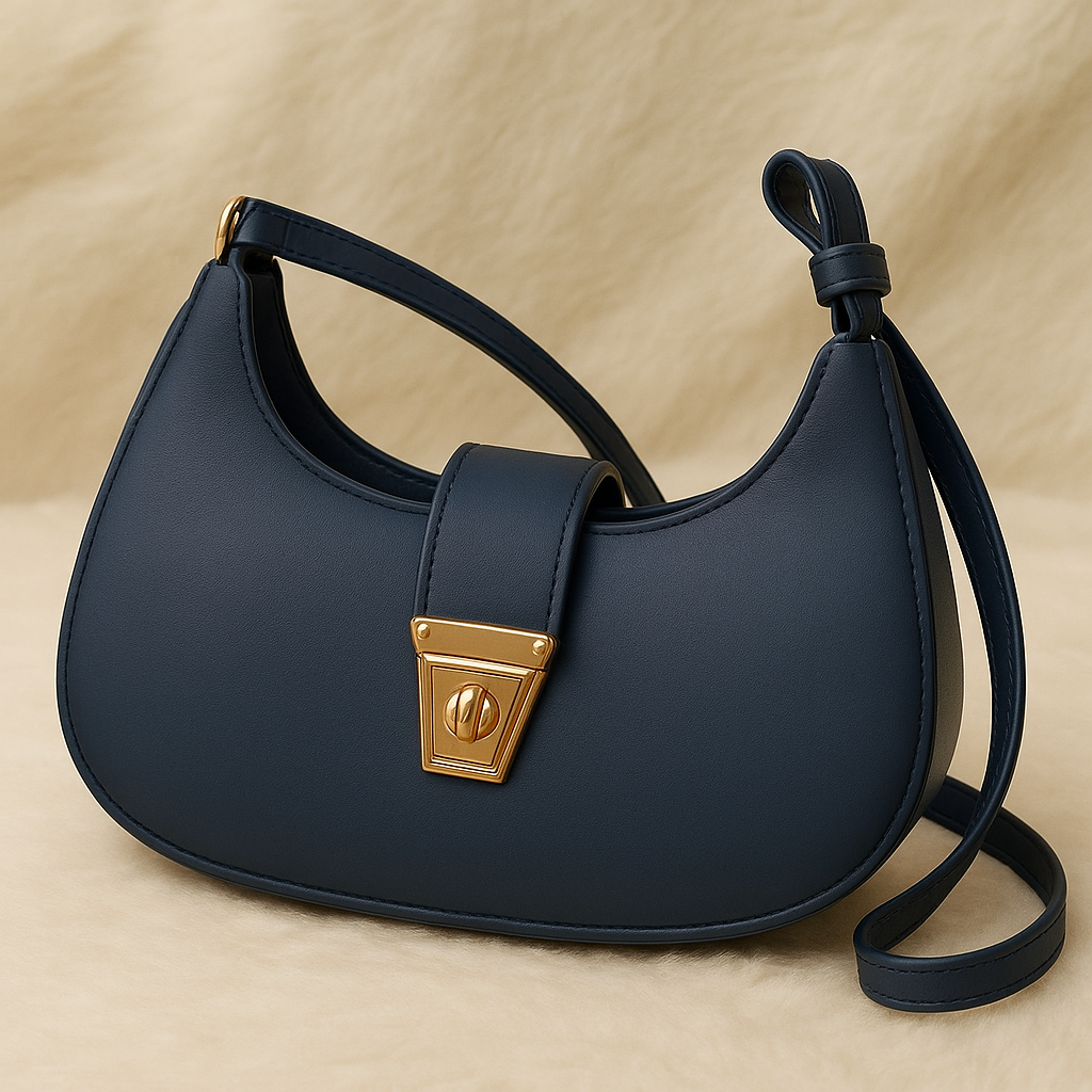 Women’s Hobo Handbag – Stylish Faux Leather Shoulder Bag with Gold Turn-Lock & Large Capacity