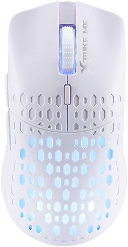 XTRIKE ME GM209W RGB Gaming Mouse - Optical Sensor 8,000 DPI - Lightweight Only 65G (White)