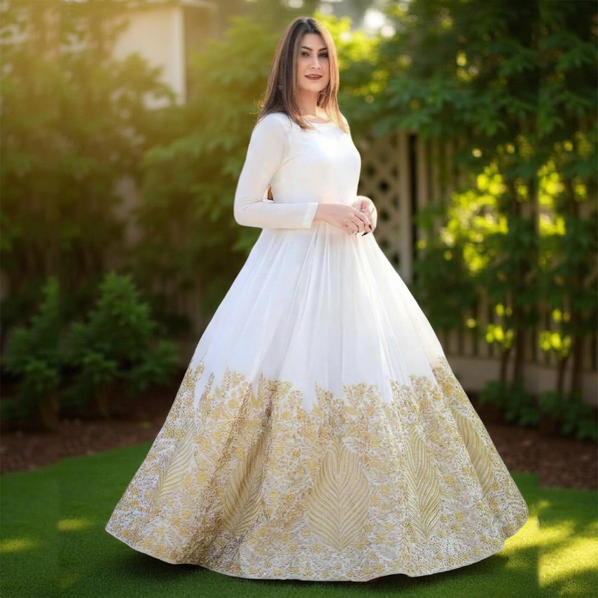 Designer Heavy Embroidered Chiffon Maxi Dress Stitched Ready-to-Wear Wedding Party Wear for Girls & Women - .pk