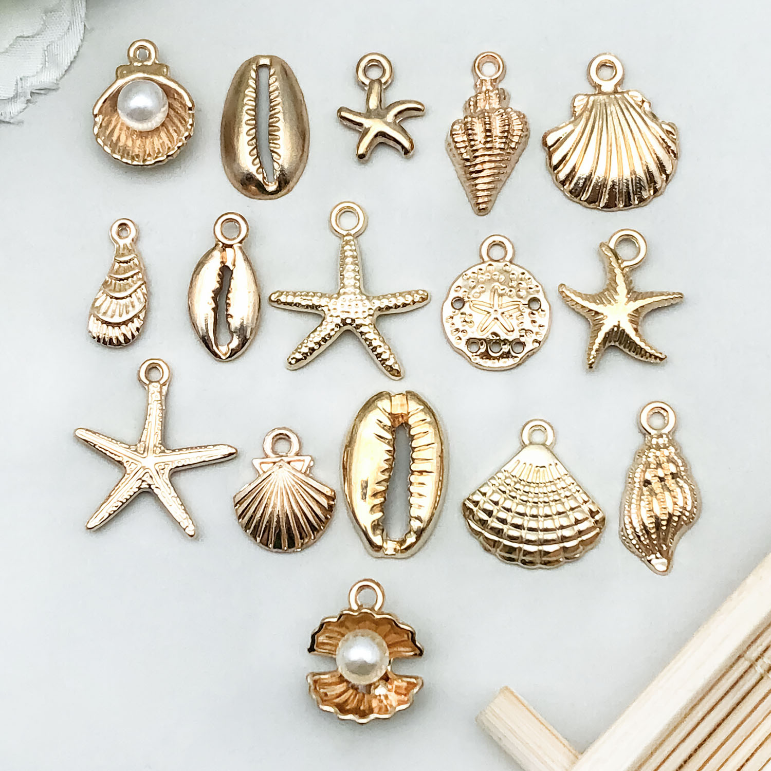 10pcs/16pcs Alloy KC Golden Ocean Shell Starfish Pendant Jewelry Making DIY Earrings Charms for Jewelry Bracelets Necklace