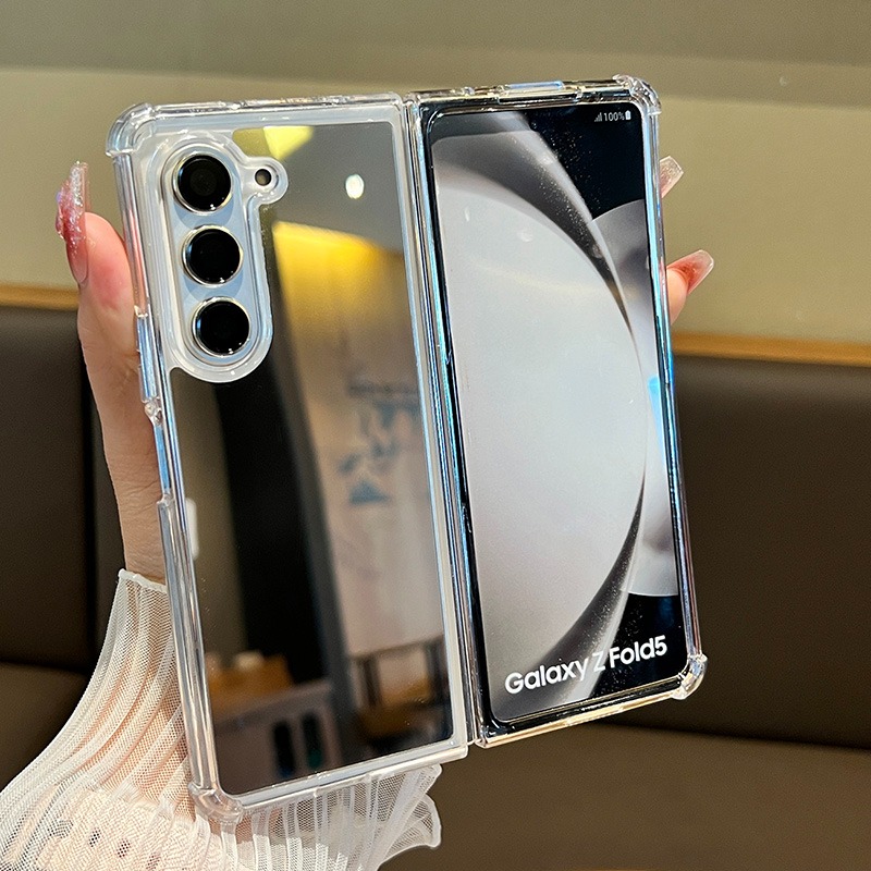 Luxury Mirror Make Up Case for   Z Fold 7 6 5 4 3 fold7 zfold Fold6 Hard Airbag Bumper Shockproof Ultra Slim Cover