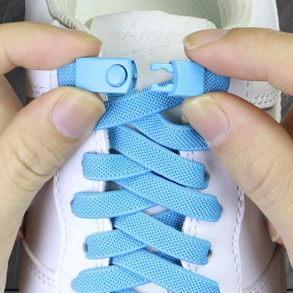 8mm Without Ties Elastic Laces Press Lock No Tie Shoelaces Sneaker Kids Adult Widened Flat Shoelace for Shoes