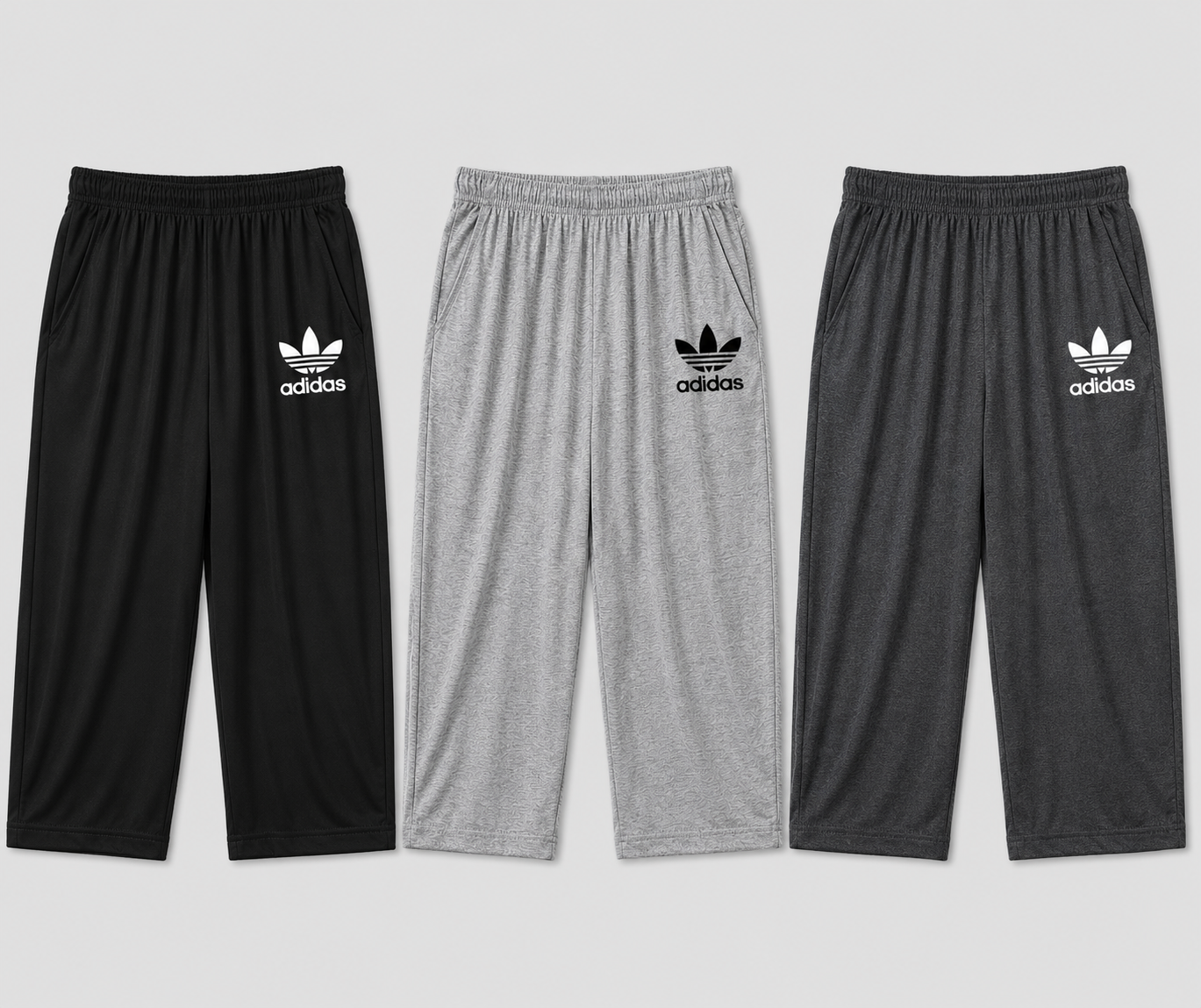 Men's Cotton Jersey 3/4 Shorts | Soft Stretch Summer Capri | Lightweight Casual Shorts | Black, Heather Grey & Charcoal