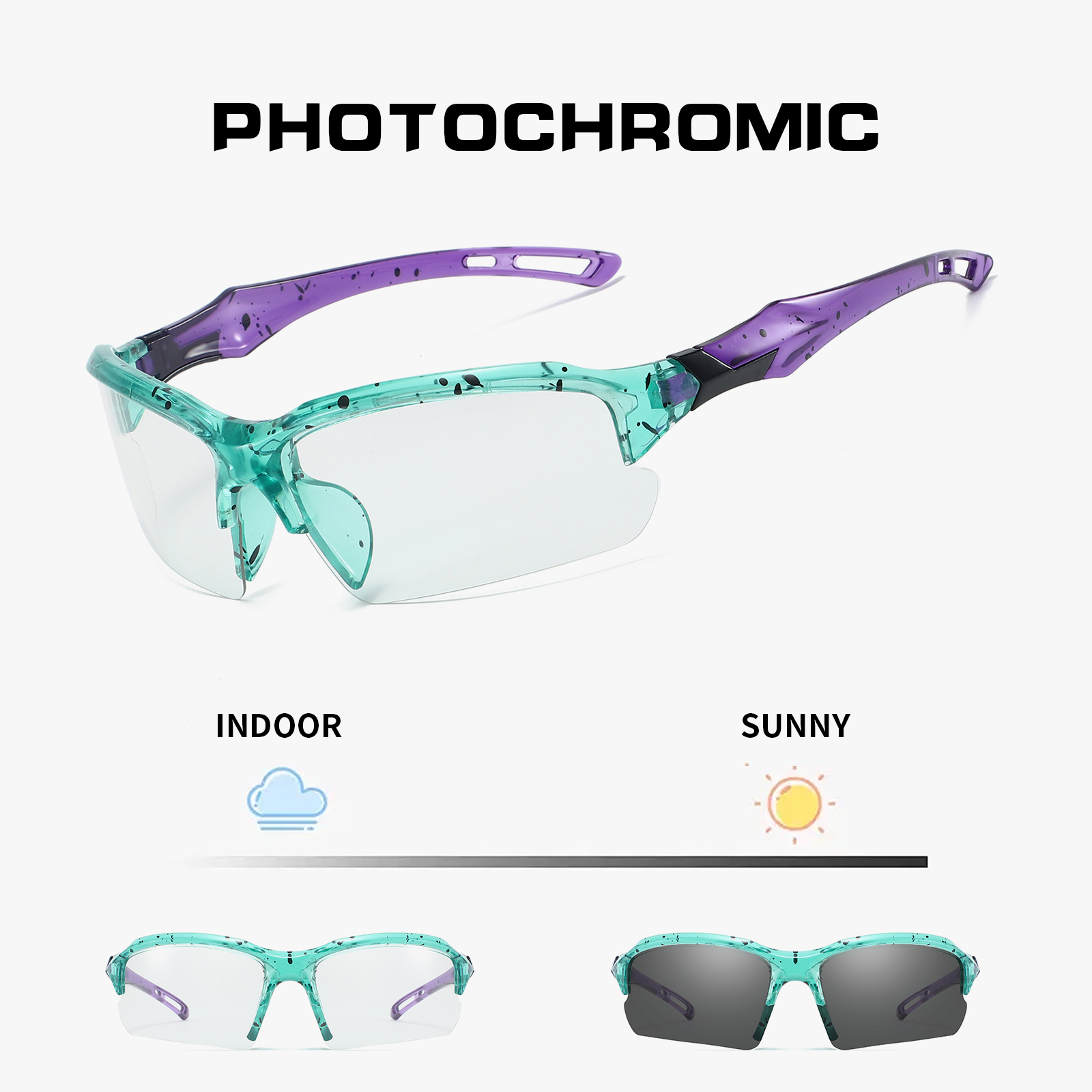New Photochromic Cycling Sunglasses Men Women Softball Hiking Running UV400 Eyewear Outdoor Baseball Sport Sun Glasses