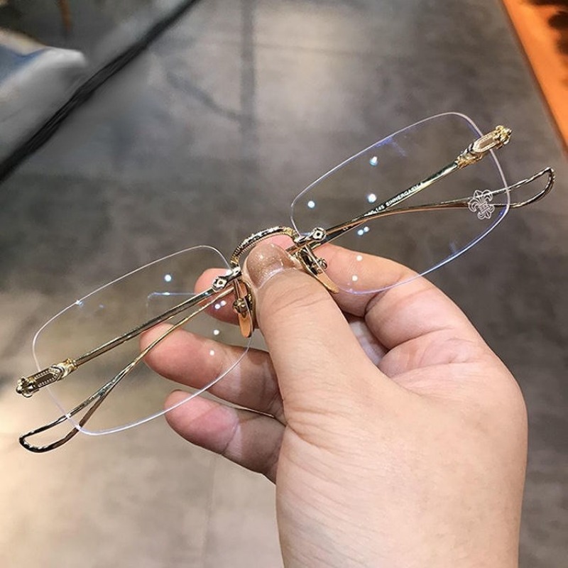 Photochromic Anti Radiation Frameless Glasses For Women Men Rimless Transition Rectangle Eyeglasses