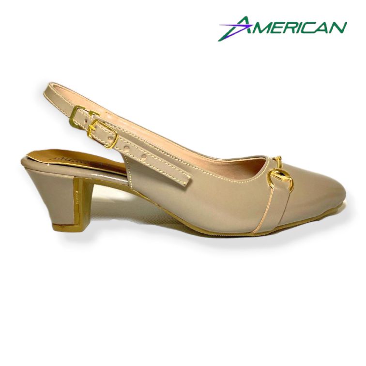 Block Heels For Women Slingback Pumps Synthetic Leather Elegant Buckle Style, Multiple Color