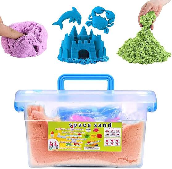 Moving Kinetic Universe Sand tub Play Set Beach Toy molds Space Active Magic Gluten-Free Clay Sand Dough tub Box Moulded Toys- Multicolour, 1 kg