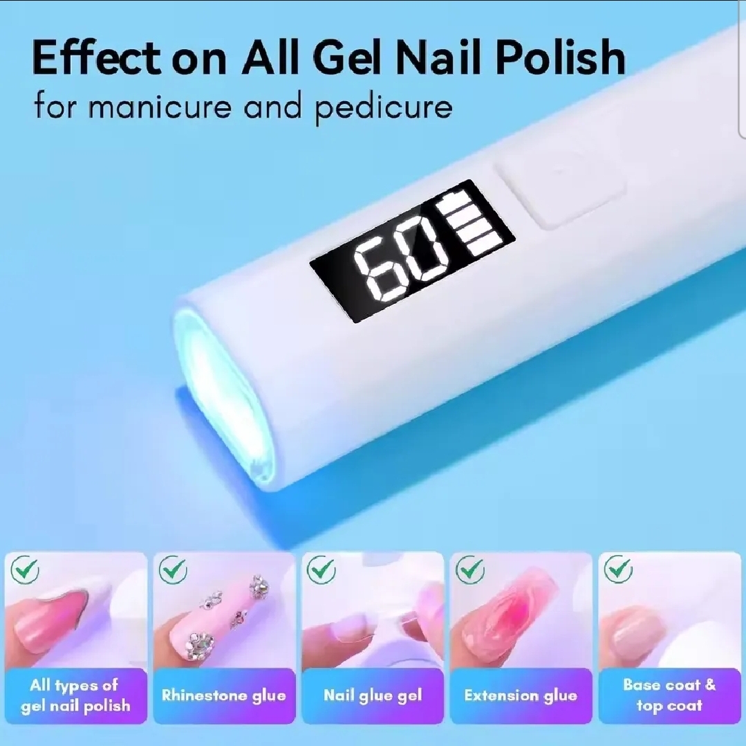 UV Light for Gel Nails – Handheld Mini Flash Cure Lamp | Portable Lumière Nail Dryer | Rechargeable USB LED/UV Nail Light with LCD Display & 2 Timers | Fast Drying Gel Polish & Nail Glue | Home & Salon Use