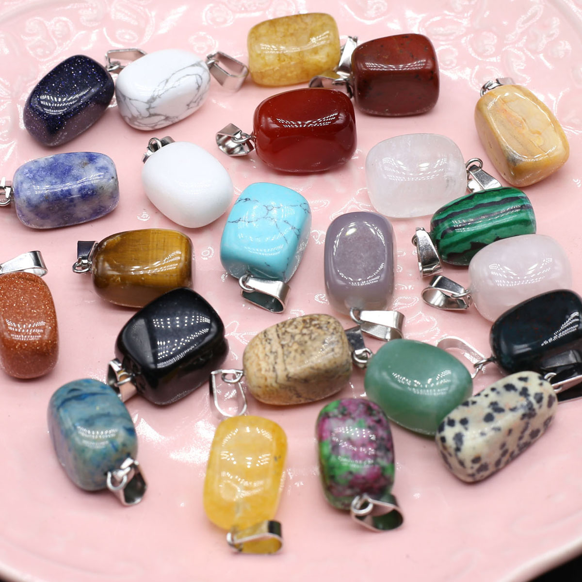 5pcs/set Natural Stone Irregular Pendant Agate Crystal Charms for DIY Women Men Necklace Jewelry Making Accessories 14x12X9mm