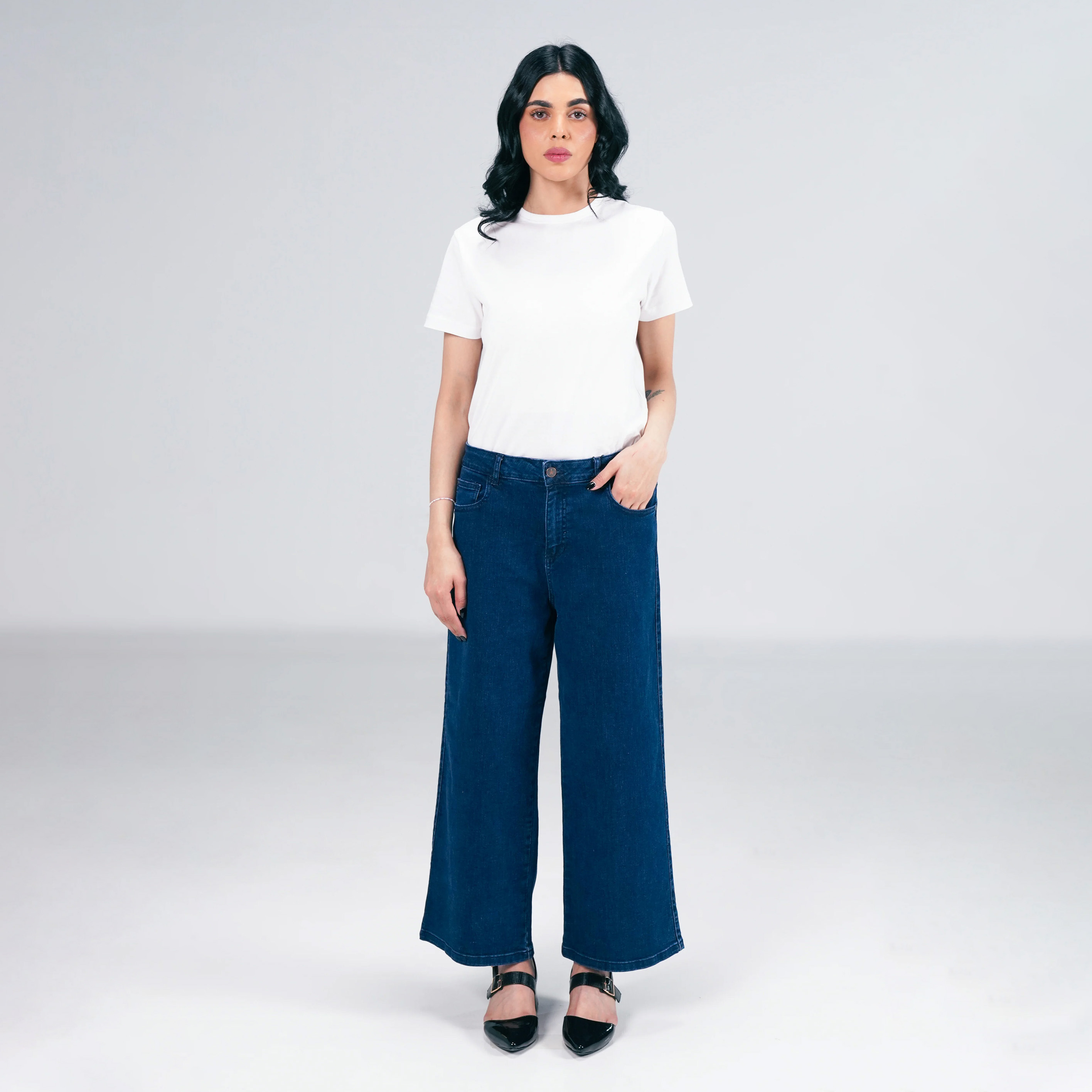 Rockstar Jeans - Reverie Palazzo Dark Blue Jeans For Women - Denim Full Pant For Women