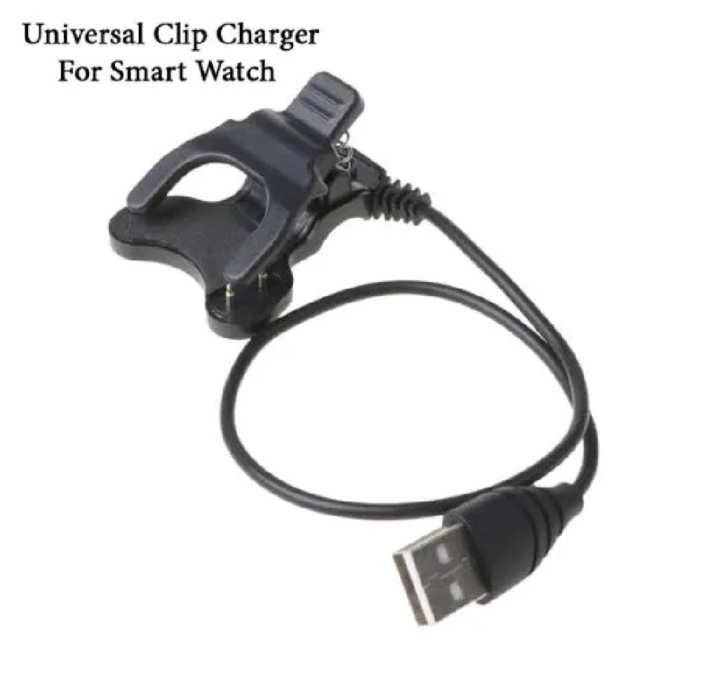 Universal USB Charging Clip Cable for Compatible Smart Fitness Band & Smart Watch – Fast Charging Magnetic Pin Charger – Black