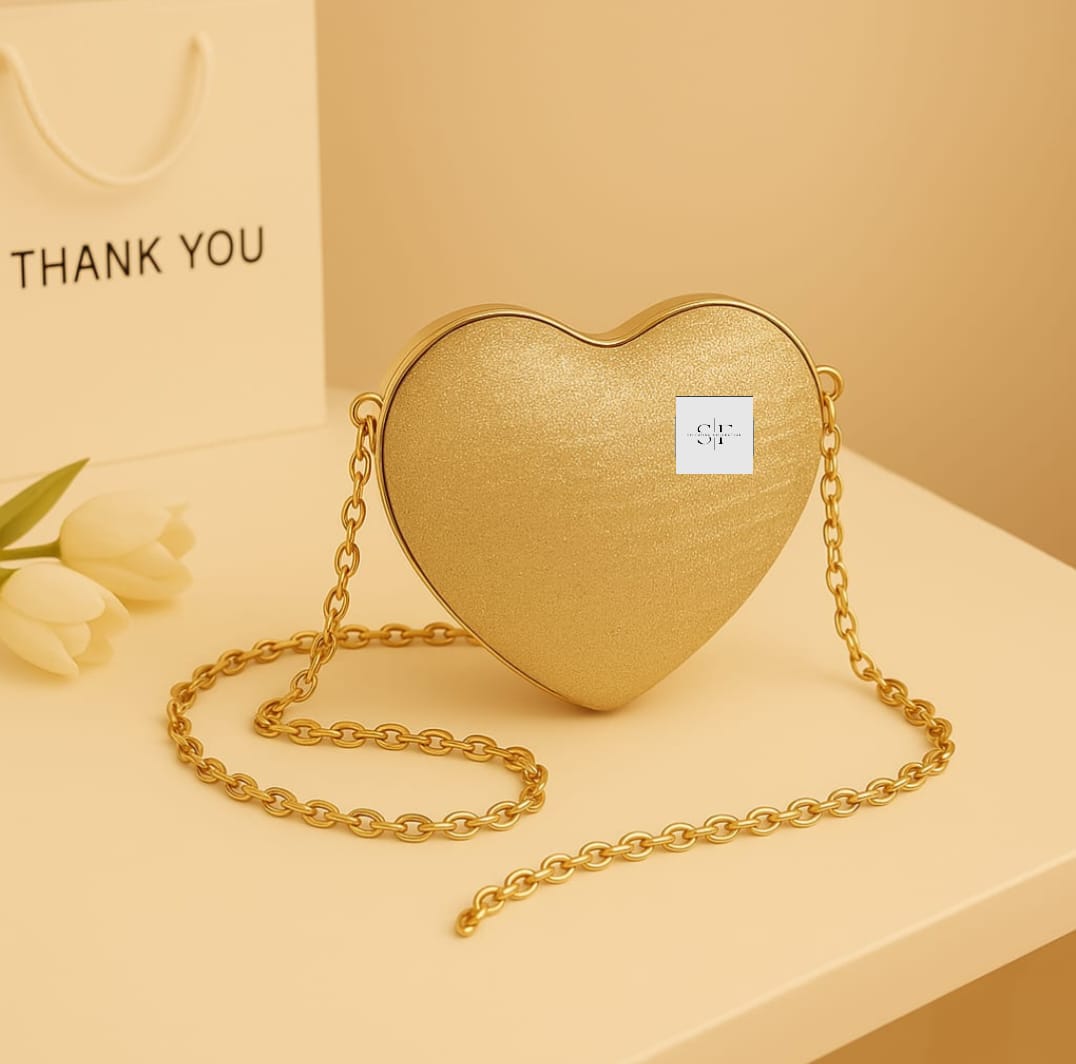 Sparkly Heart Shaped Clutch Bag – Glitter Evening Party Purse for Women