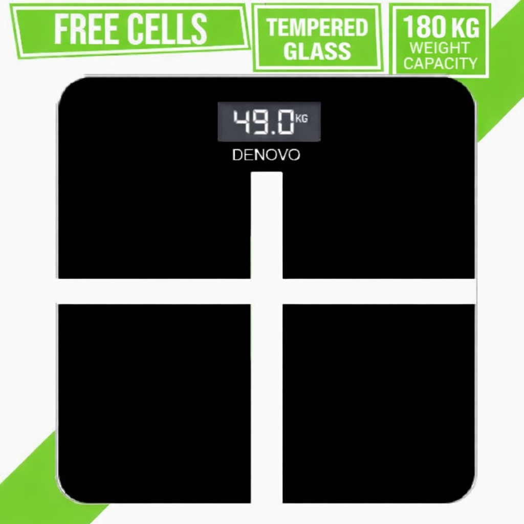 DENOVO MART Tempered Glass Electronic Digital Body Weight Scale, Bathroom Scale 180 KG with LCD Display Weight Machine Denovo Mart