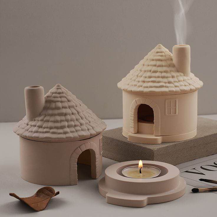 🏡 Mini Ceramic House Candle Holder – Aesthetic Home & Ramadan Decor