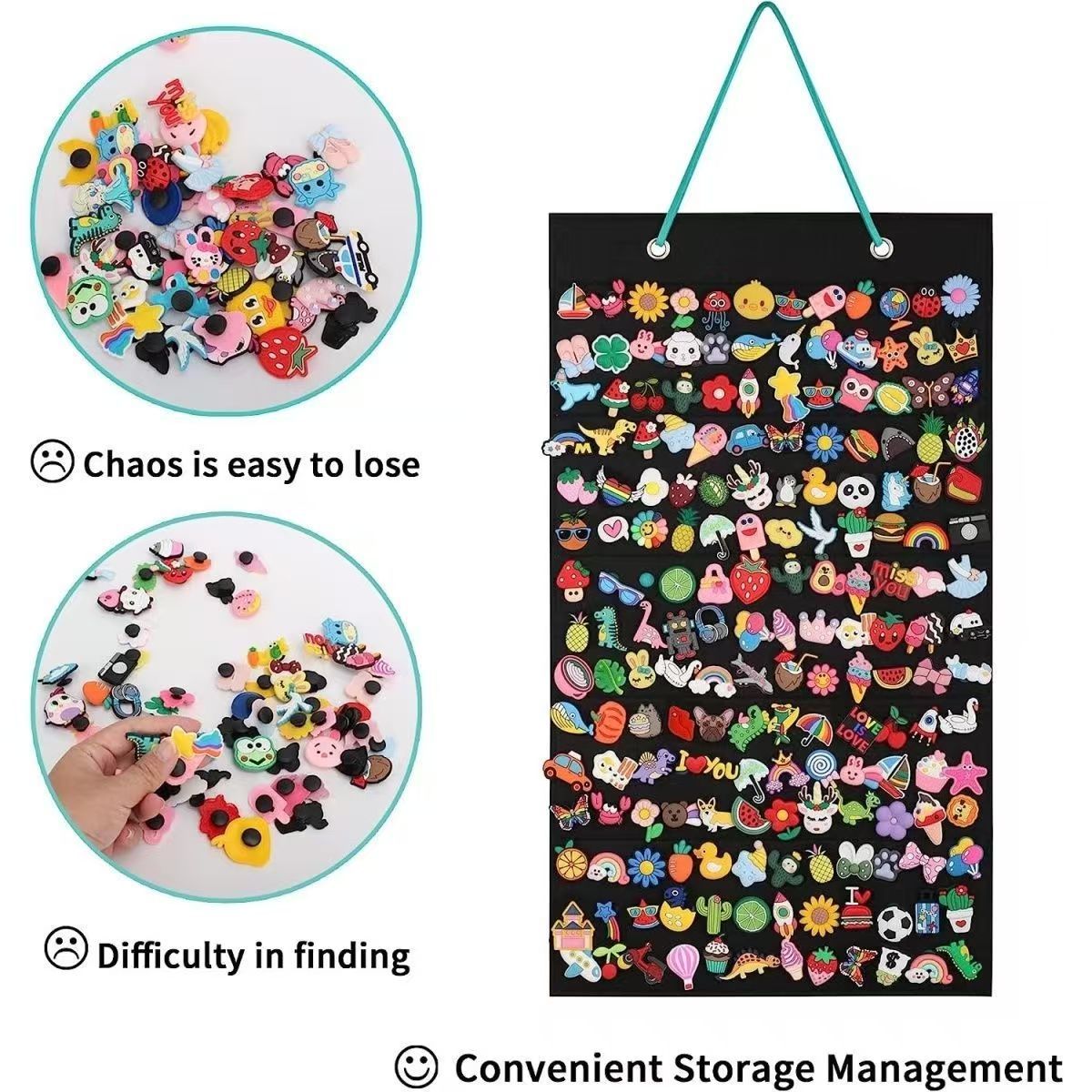 Wall-mounted Shoe Charms Organizer With 180 Holes Hanging Shoe Badge Charm Holder Shoe Decoration Clog Charms Display Collection