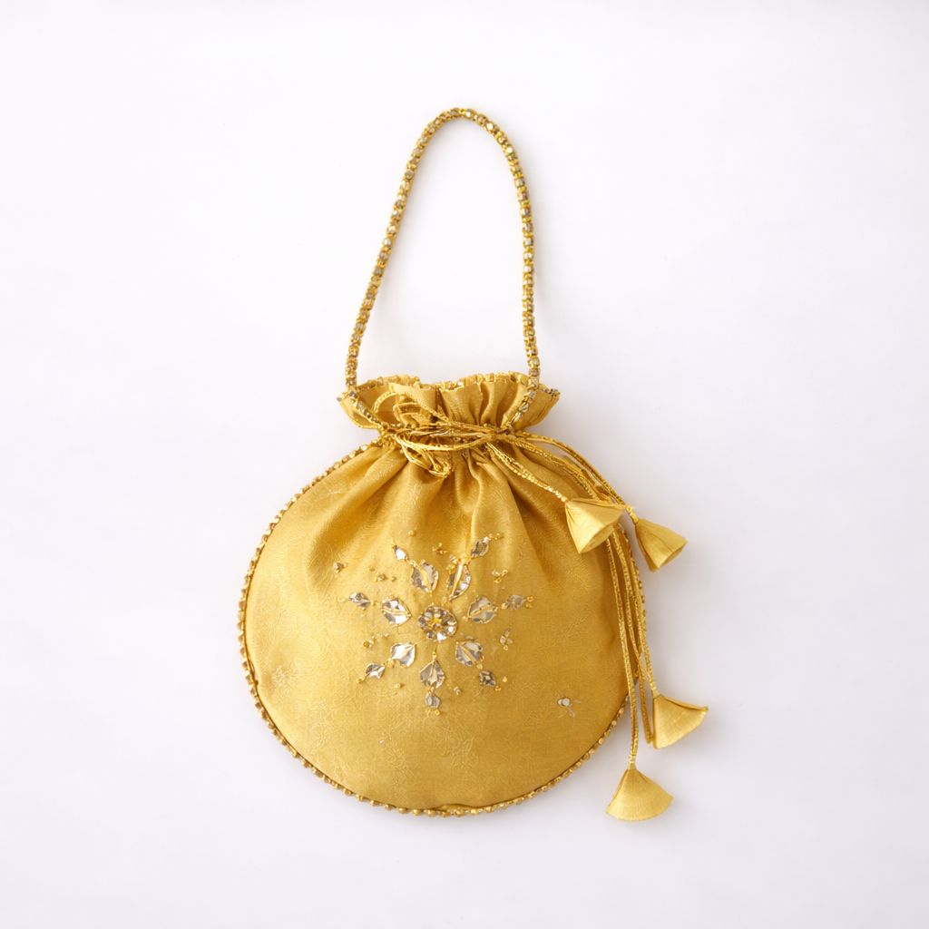 Fancy embroidered clutch/potli bag for wedding parties designer traditional potli gol bag with Handmade Gota work