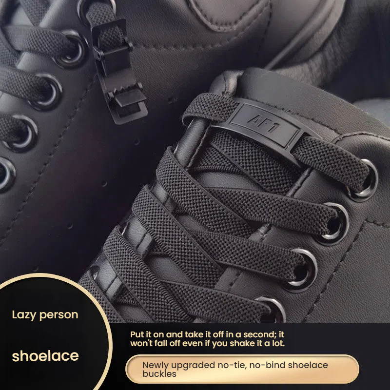 New Design Curved Buckle Shoelaces Without Ties Elastic Laces Sneaker 8MM Widened Flat Kids Adult Shoelace for Shoes