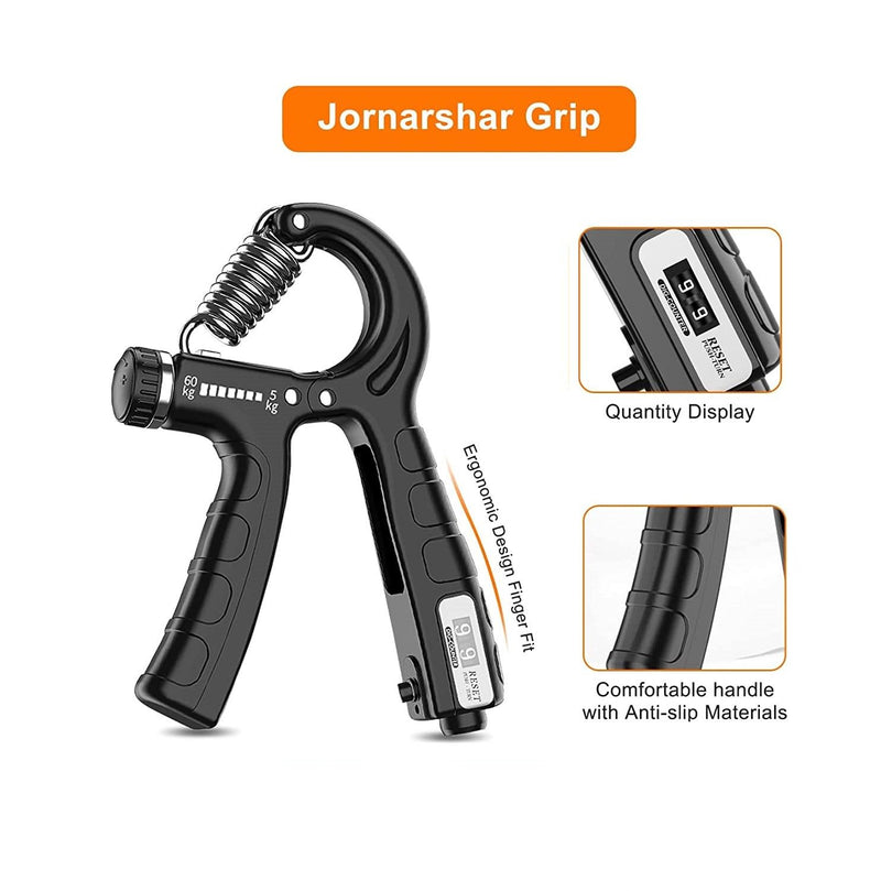 Hand Gripper Adjustable 5–60KG with Counter Grip Strengthener Heavy Duty Forearm Wrist Exerciser Gym Trainer Non-Slip Handle R-Shape Fitness Equipment for Home & Gym