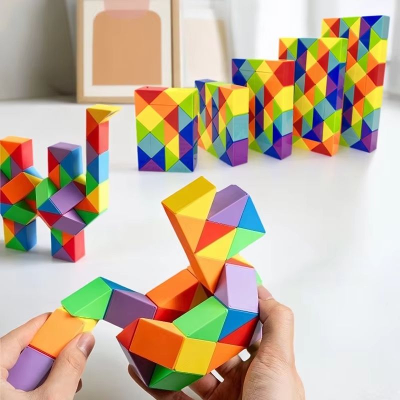 Magic Rule Snake Colored Puzzle Toy - Transformable Multi-color Magic Cube Educational Decompression Fidget Toys for Kids