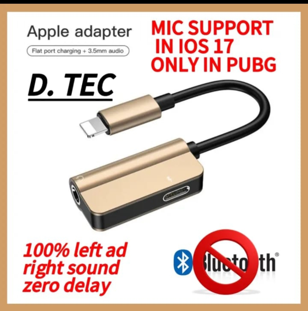D TEC Lightning to 3.5mm 2 in 1 Earphone Audio Adapter without bluetooth compatible For Phone Charger Cable Mobile Phone Aux Dual Jack Splitter Headphone & Fast Charging Connector Converter
