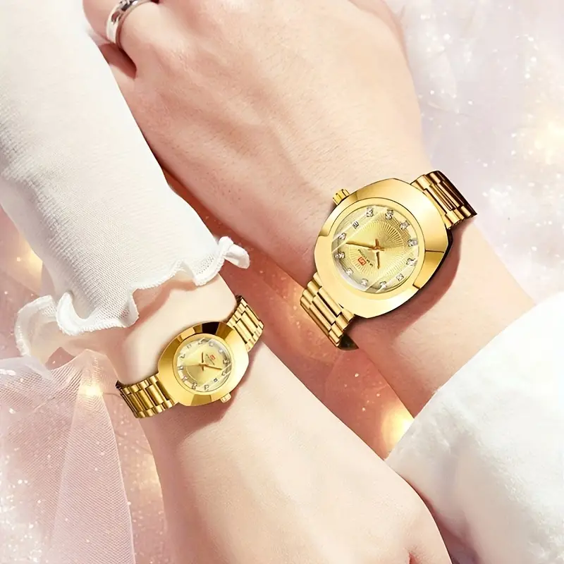 couple watch couple golden stainless steel chain watch new stylish unique design new grifting ideas watch lover Eid gift new arrivals and new collection watch couple