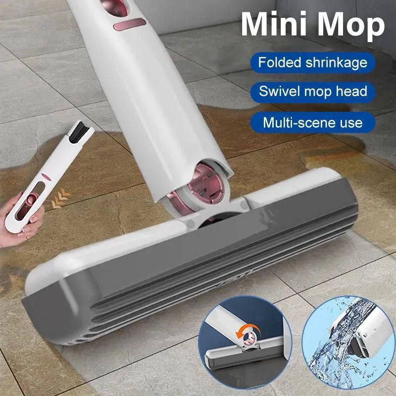 New Mini Squeeze Mop Portable Cleaning Mop Desk Cleaner Window Glass Sponge  Cleaner Wear-resistant Household Cleaning Tools