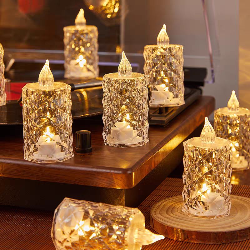 pack of 3LED Candle Lamp with Rose Halo Refraction, Battery Operated ...