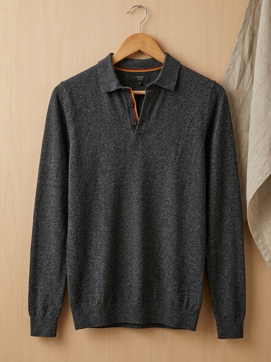 Full Sleeves Polo Collar Knit Sweater For Men's / Men's Winter Cotton Jersey / Men's Winter Collection