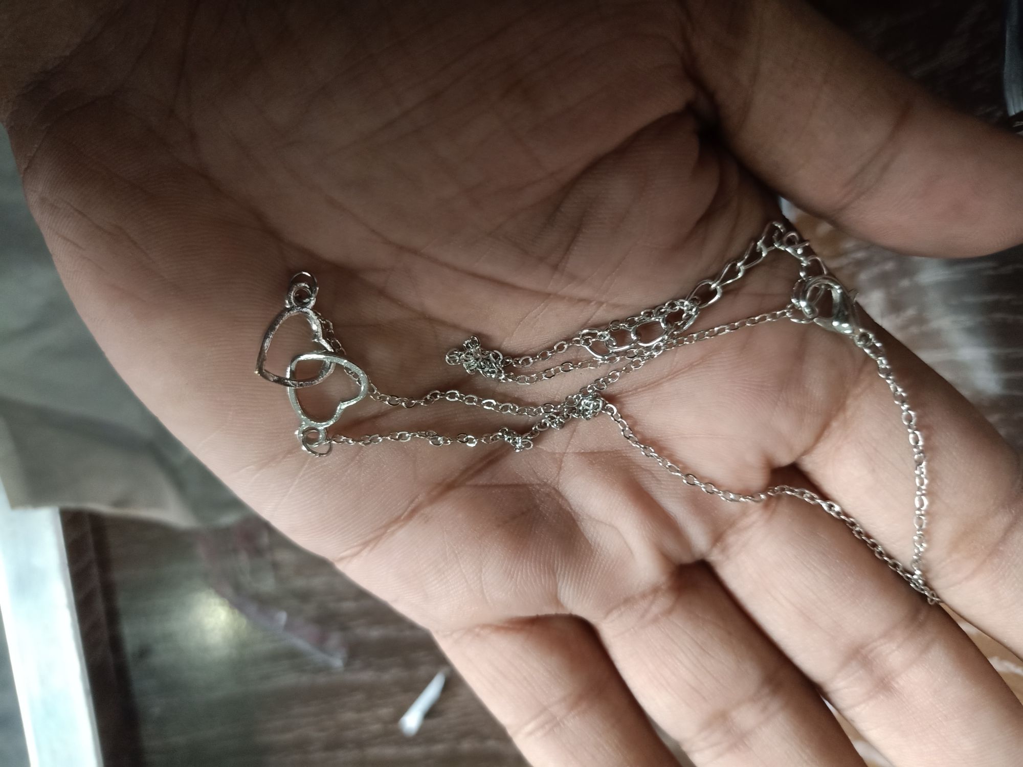 Double Heart Necklace for Girls Stainless Steel Interlocked Romantic Hollow Heart Pendant Clavicle Necklace for Girls