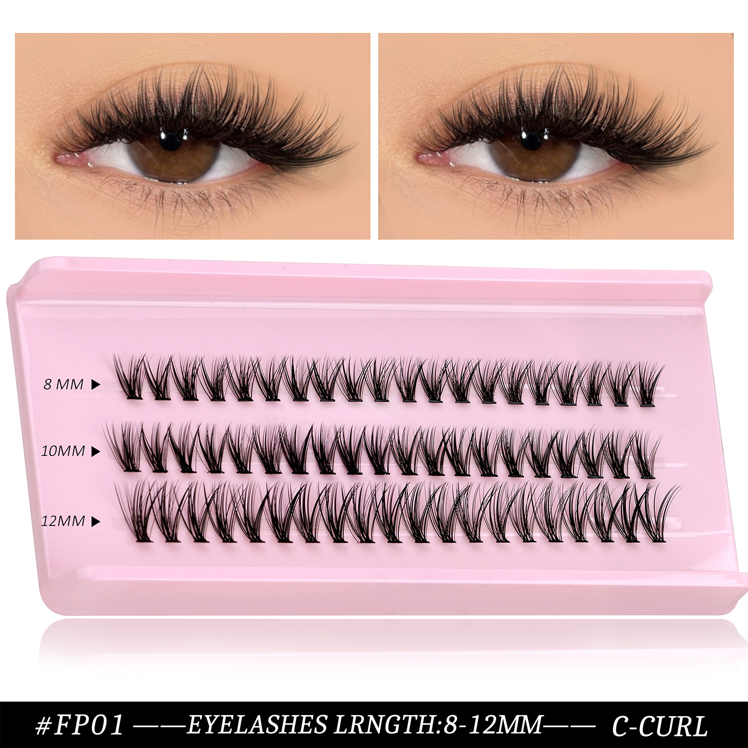 GROINNEYA Lash Clusters Cat Lashes Winged End Eye Elongated Eyelashes Eyelash Clusters Kit DIY at Home Eyelash Extensions
