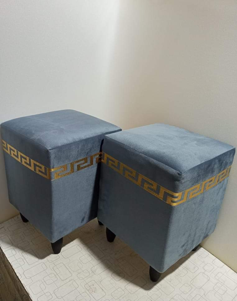 ottoman stools pair velvet stuff sofa chair stool living room bedroom stools (pack of 2)